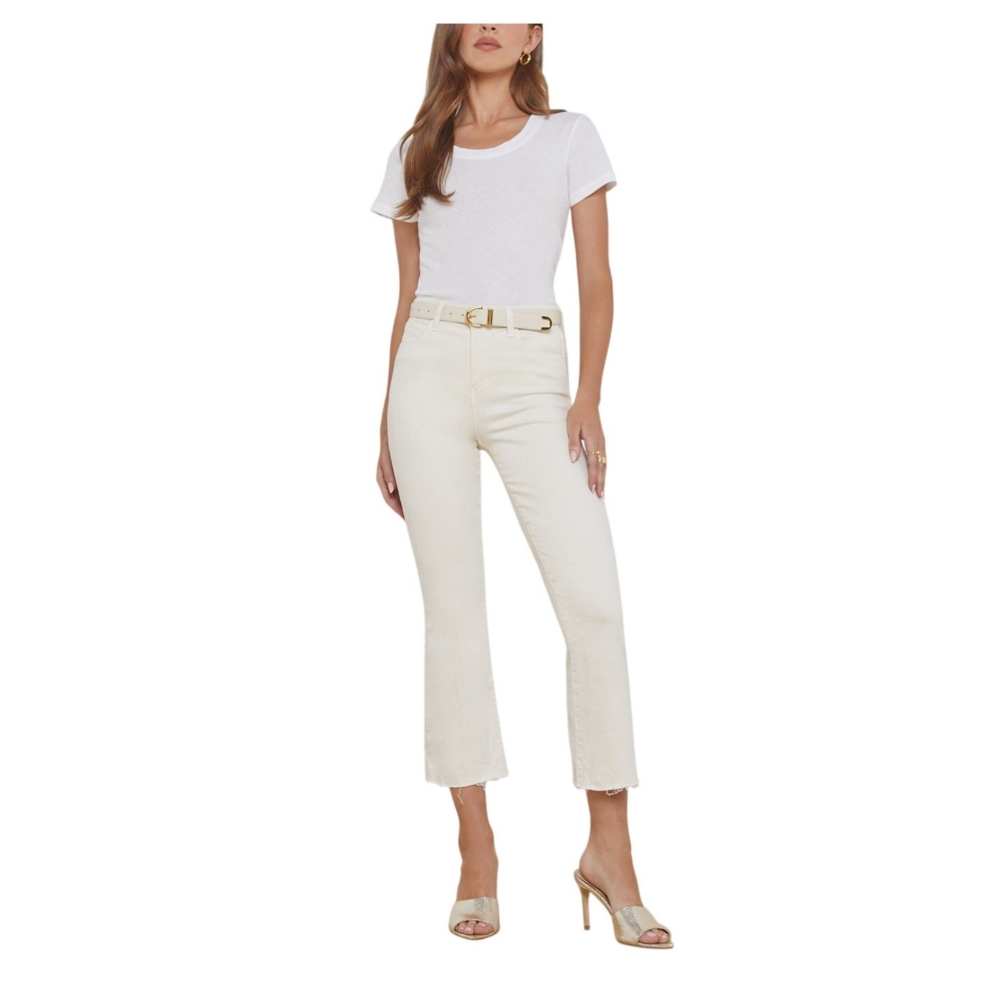 L'agence Cropped Beige Kendra Denim Jeans Size 29